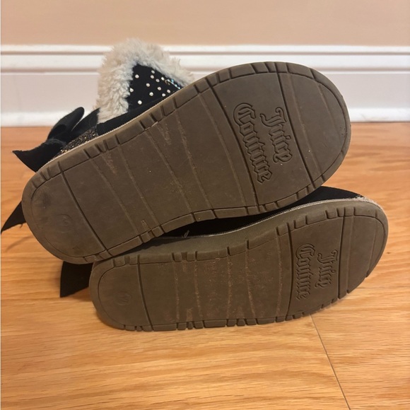 Juicy Couture Toddler Girls Burbank Rhinestone Black Fur Boots Shoes Size 12M - Picture 6 of 7